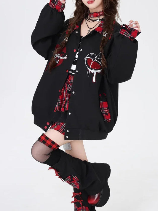 Contrast Color Print Loose Jacket