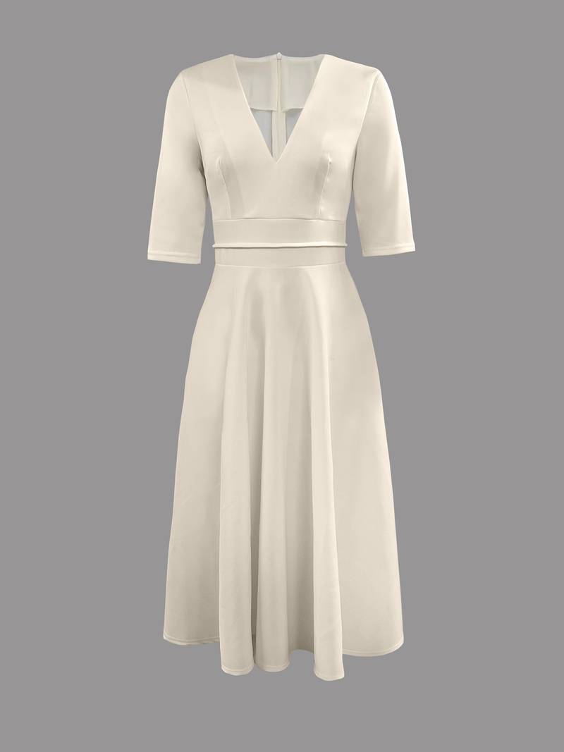 Vestido mini de manga corta con escote en V y corte A para mujer | Ideal para primavera/verano