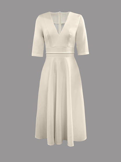 Vestido mini de manga corta con escote en V y corte A para mujer | Ideal para primavera/verano