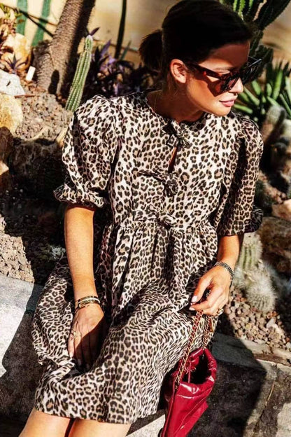 Solid Tie Waist Shirt Mini Dress