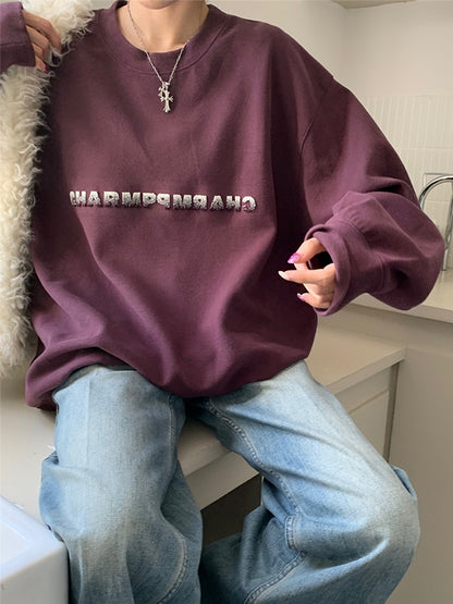 Simple Letter Print Loose Sweatshirt