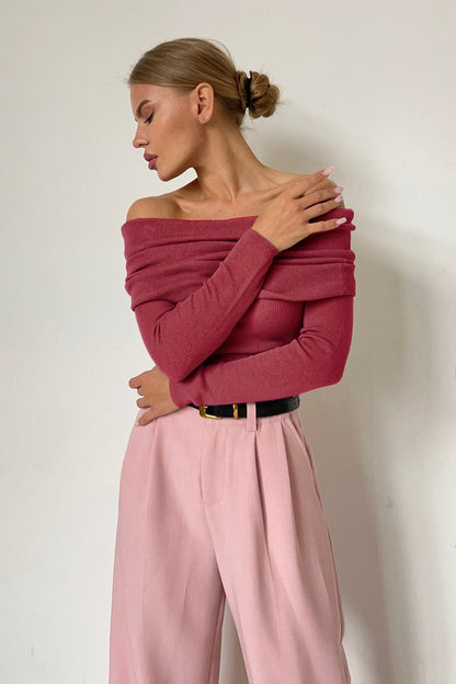 Slim Fit Off-Shoulder Knit Top
