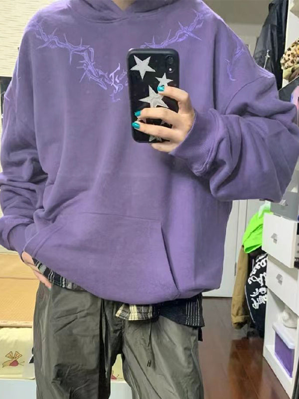 Street Thorn Print Oversized Hoodie