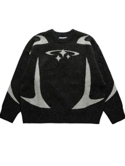 Motorcycle Print Oversized Sweaters