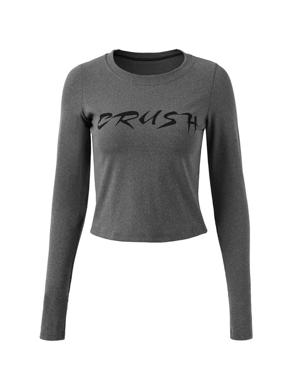 Print Ribbed Slim Long Sleeve Knit