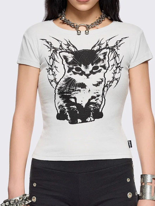 Gothic Anime Print Slim Fit Women's T-shirt