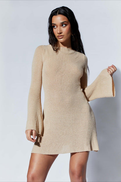 Bell Sleeve Knit Sweater Dress
