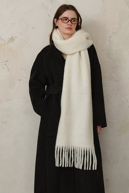 Wool Blend Fringed Scarf