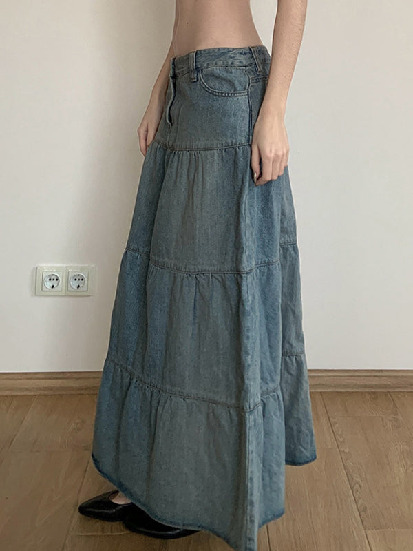 Low-Waisted Old-Fashioned Holiday Style Maxi Skirt