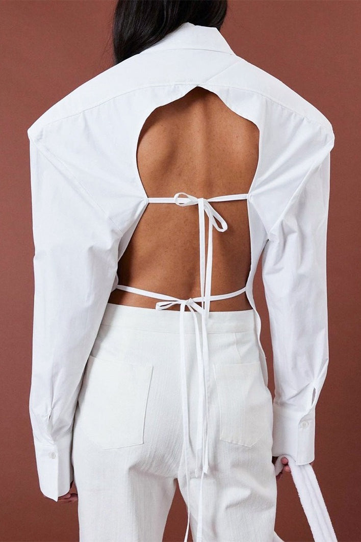 Cutout Back Vintage Blouse