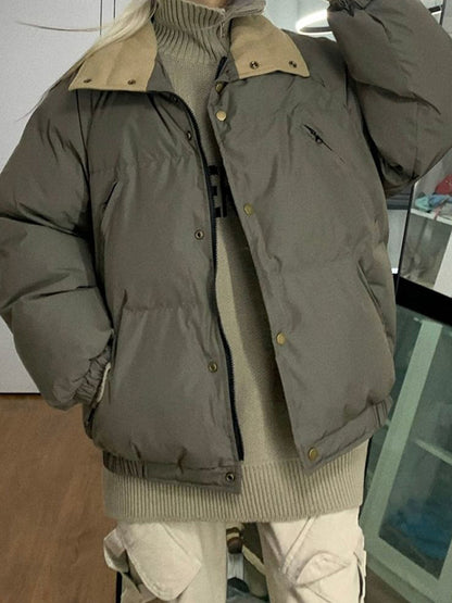 Solid Slant Pocket High Neck Jacket