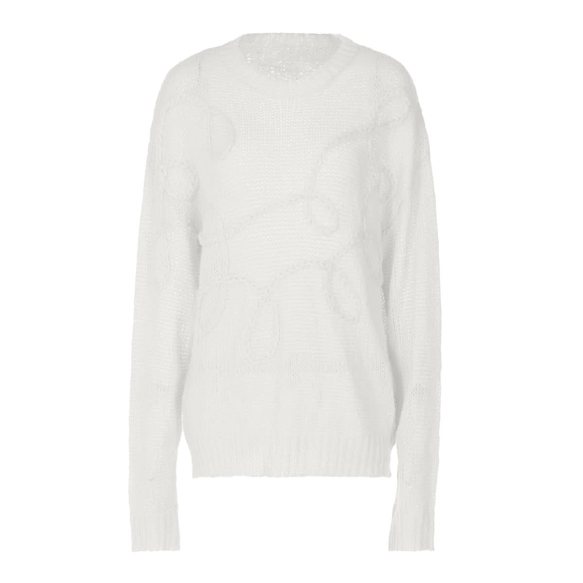 Crewneck long sleeve knitted abstract pattern top  | Festival Outfits Women