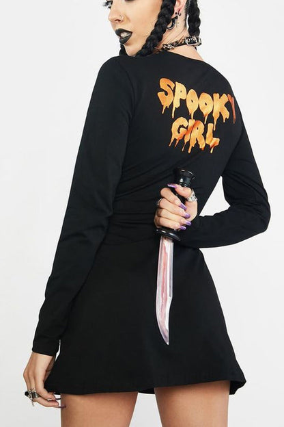 Dark Style Skull Graphic Mini Dress