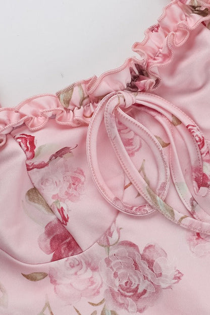 Sweetheart Strapless Bodycon Floral Dress