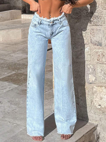 Design-Oriented Niche Fringe Boyfriend Jeans