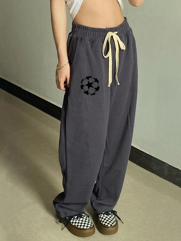 Star Print Drawstring Sweatpants