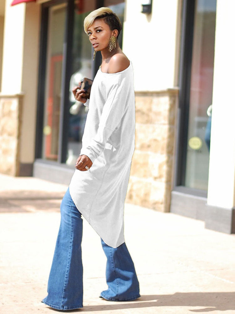 Irregular Oblique Shoulder Tops