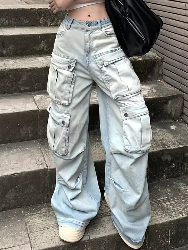 American Retro Pocket Workwear Cargo Jeans
