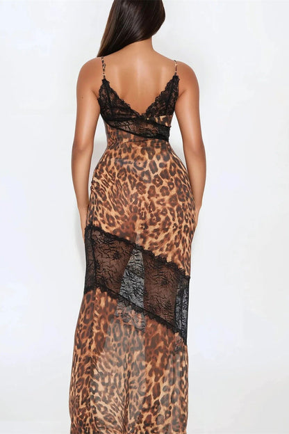 Lace Sheer Strapless Bodycon Maxi Dress