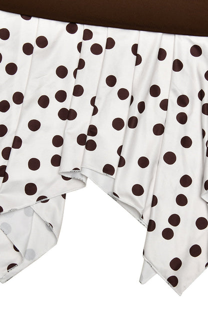 Polka Dot Colorblock Asymmetrical Mini Skirt
