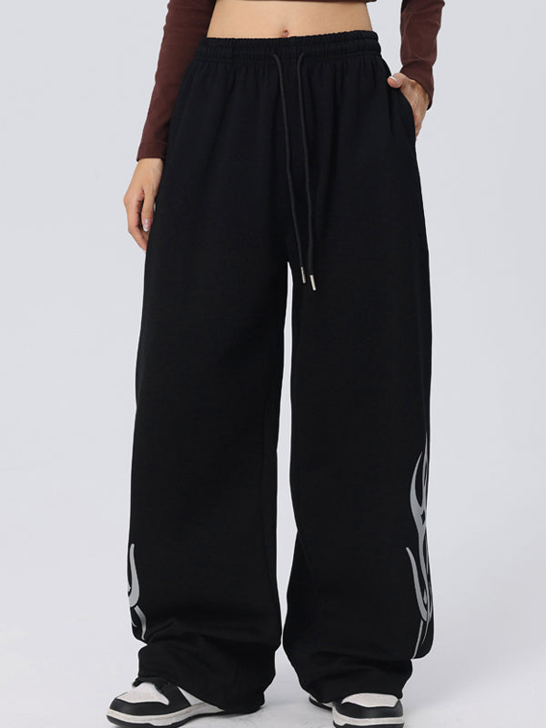 Vintage Wings Print Loose Sweatpants
