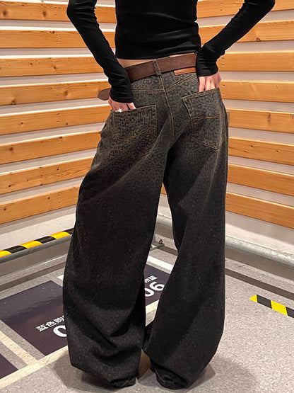 Gradient Leopard Print Boyfriend Jeans