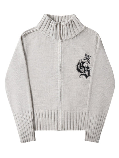 Gothic Embroidered Short Knit Cardigan Sweater