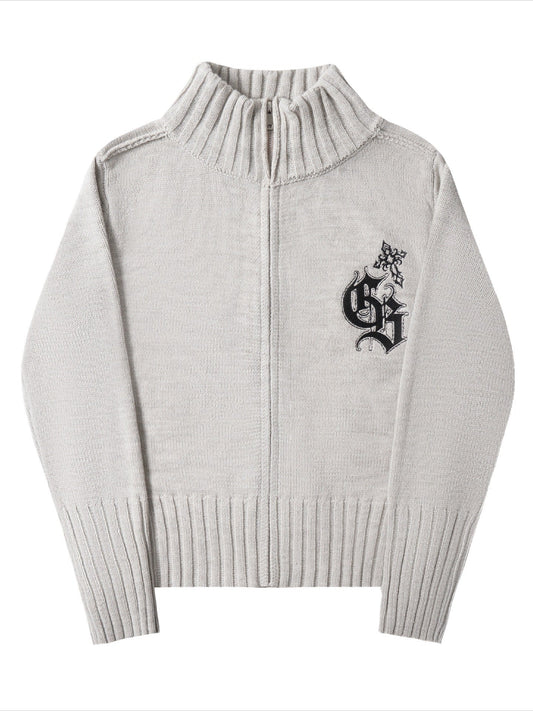 Gothic Embroidered Short Knit Cardigan Sweater