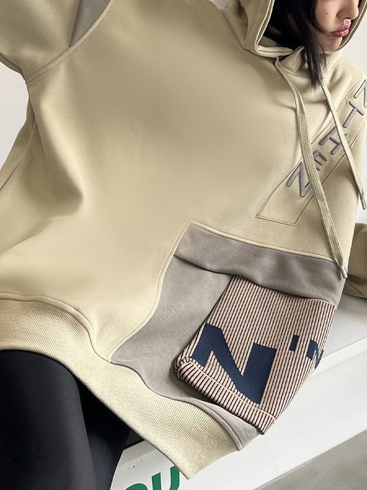 Irregular Splice Design Oversized Hoodie