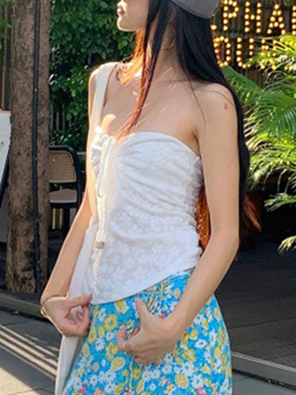 Drawstring Slim Bandeau Top