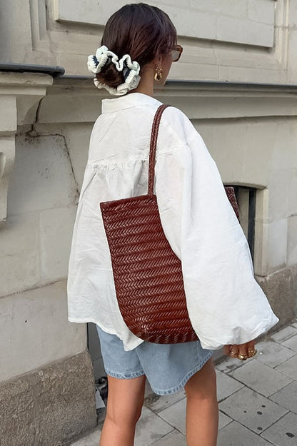 White Lantern Sleeve Blouse