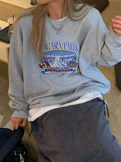 Vintage Waterfall Print Sweatshirt