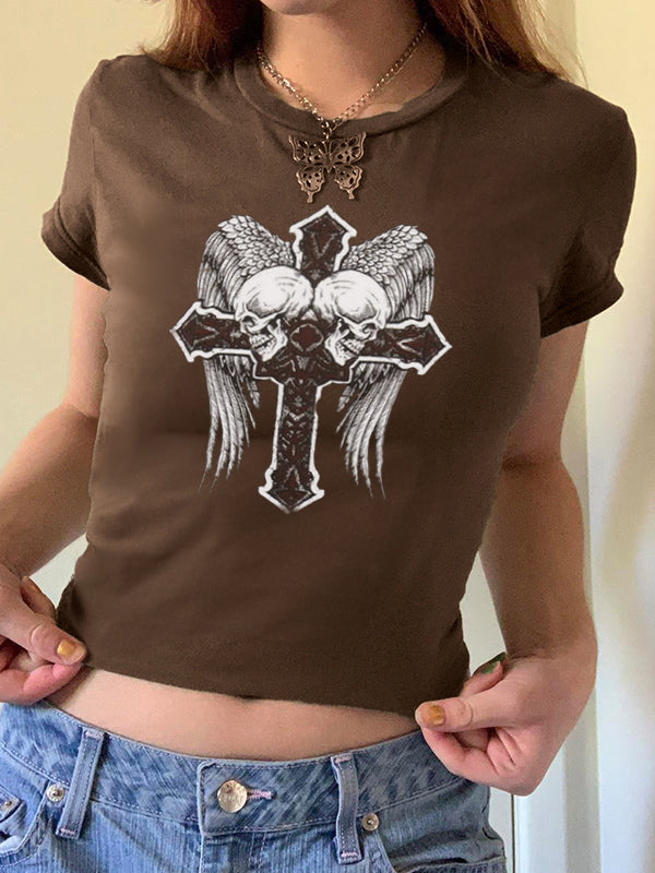 Vintage Wings Cross Hand Printed Tee