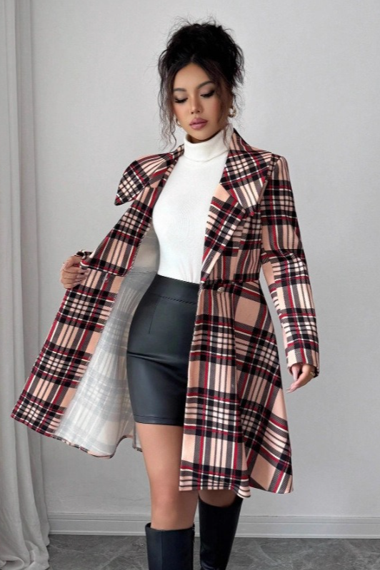 Trendy Print Dual Faced Wool Casual Long Sleeve Overcoat
