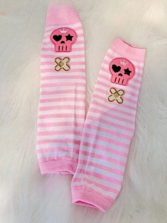 Gothic Punk Striped Fingerless Gloves