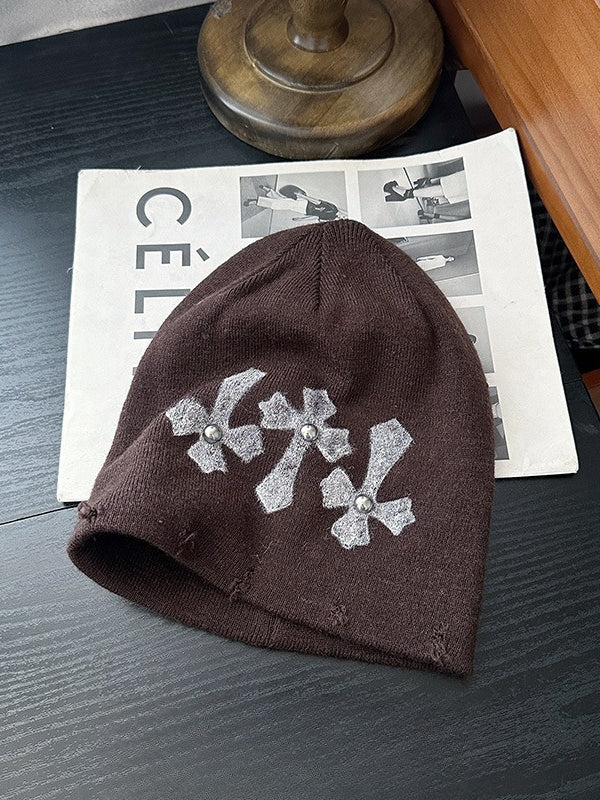 Versatile Punk Dark Solid Knit Hat