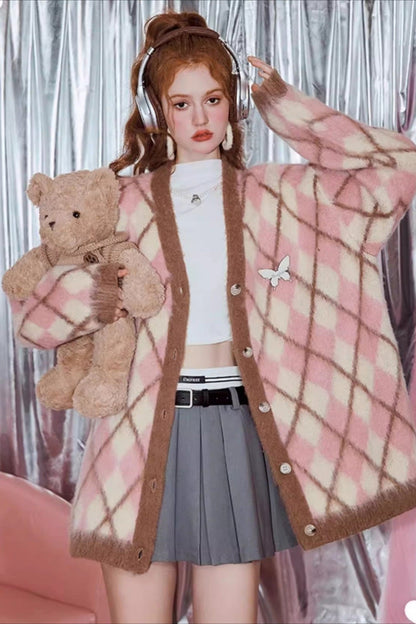 Vintage Argyle Mohair Cardigan