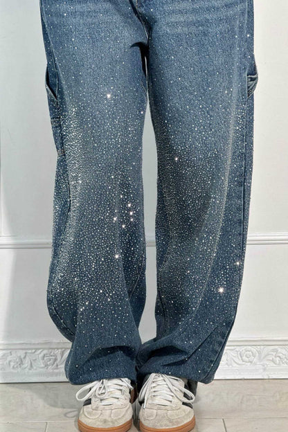 Jeans de mezclilla con brillo de carpintero con globos