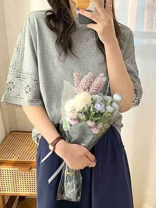 Kaitlyn Loose Crew Neck Solid Color Top