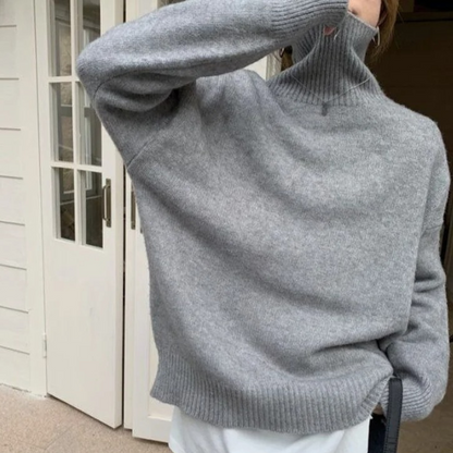 Jersey de punto holgado y suave con cuello alto para mujer | Ideal para otoño/invierno