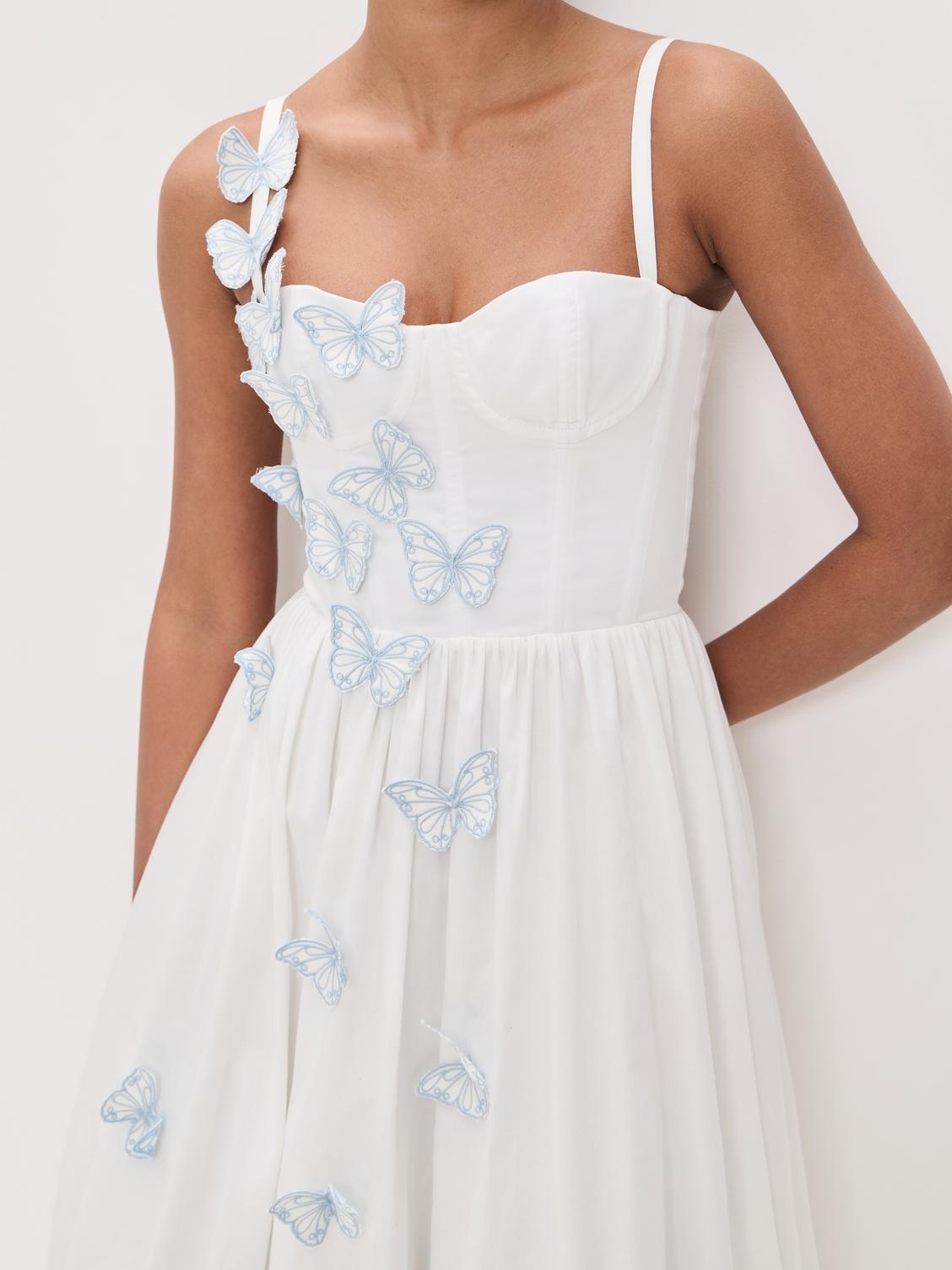 Flutter Poplin Butterfly Midi Dress