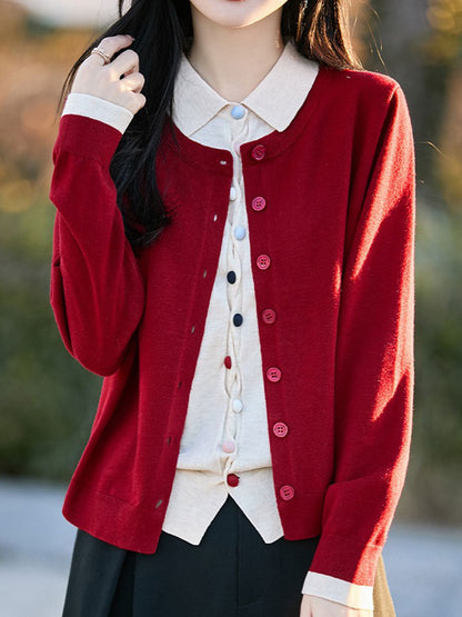 Kylie Classic Polo Mock Two-Piece Knitted Cardigan