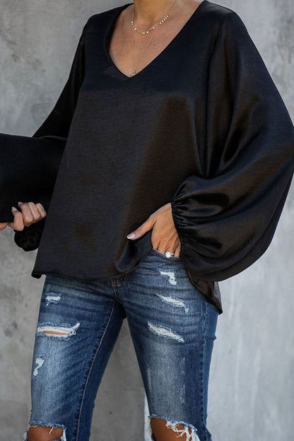 V-Neck Tops With Puff Sleeves