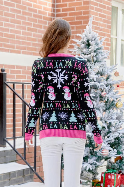 Suéter de punto navideño de muñeco de nieve 