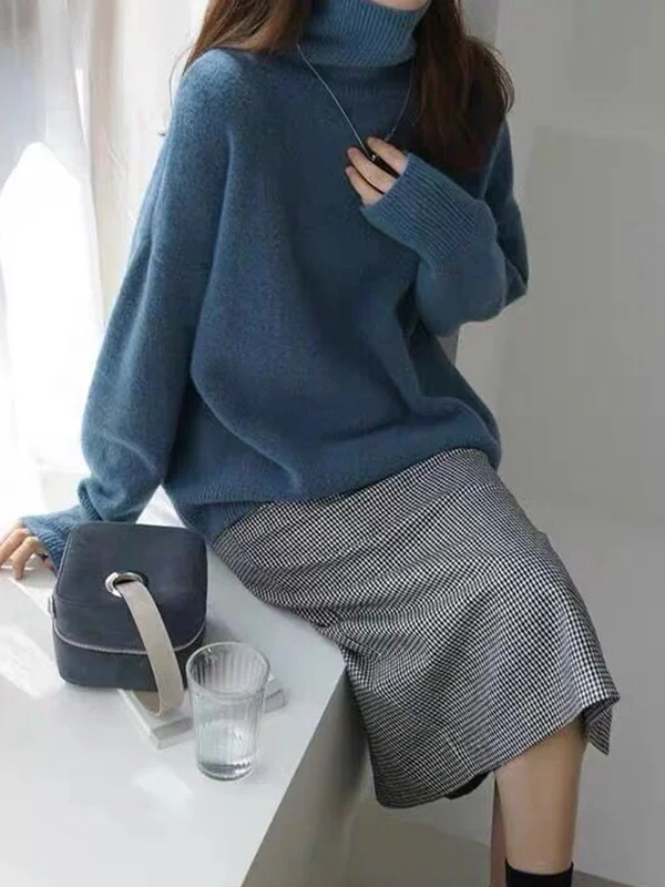Jersey de punto de cuello alto extragrande para mujer | Ideal para otoño/invierno