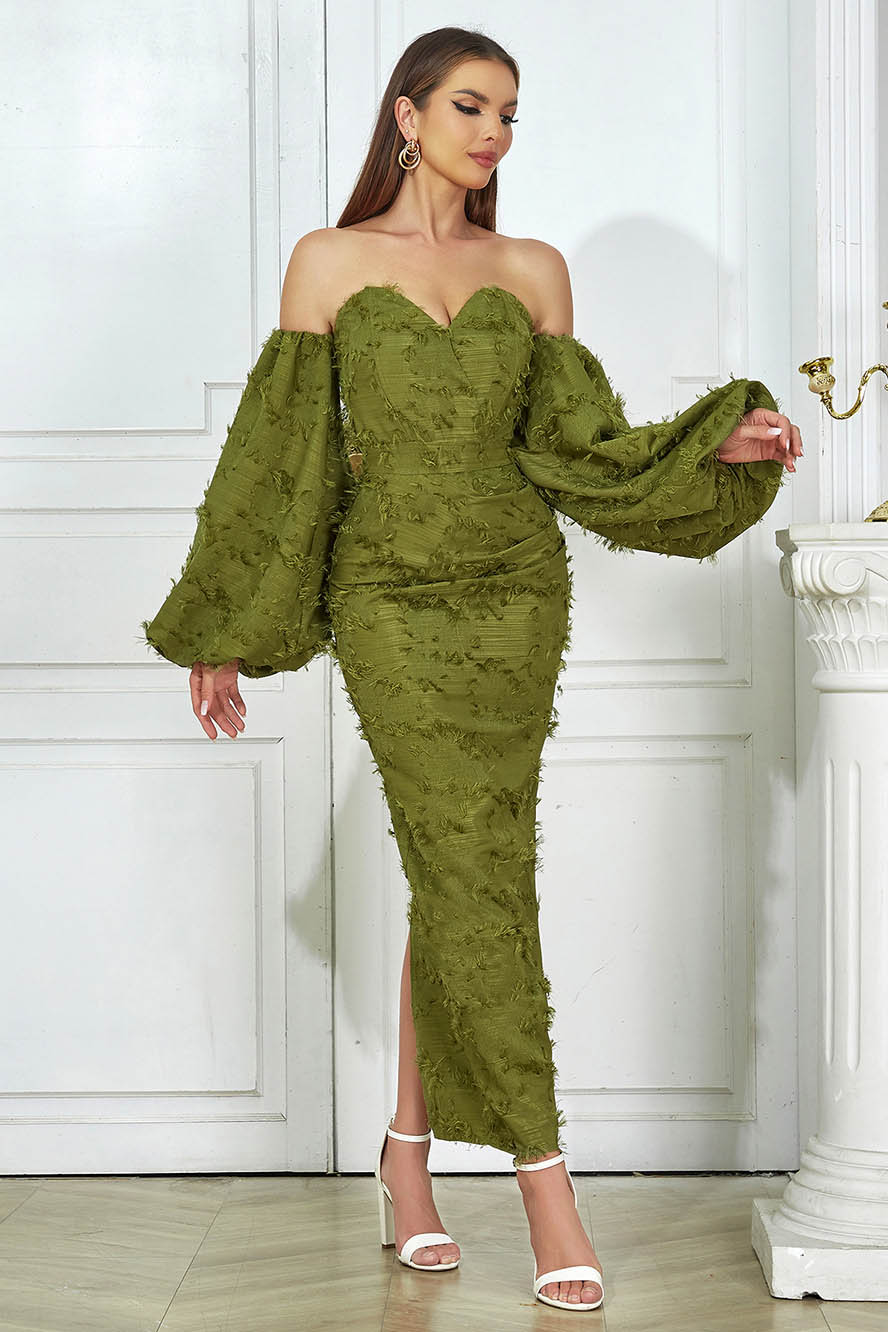 Vestido de noche largo sexy sin tirantes