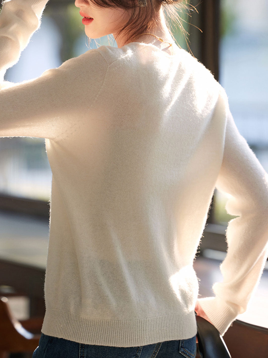 Kaitlyn Casual V-Neck Solid Color Knitted Sweater