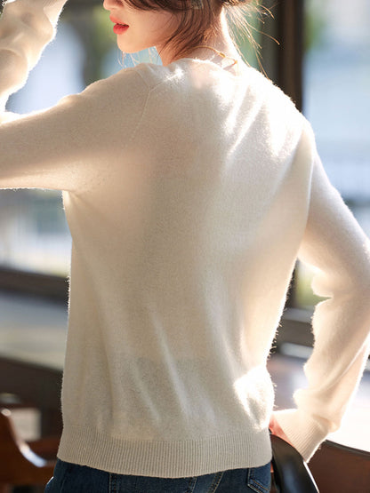 Kaitlyn Casual V-Neck Solid Color Knitted Sweater