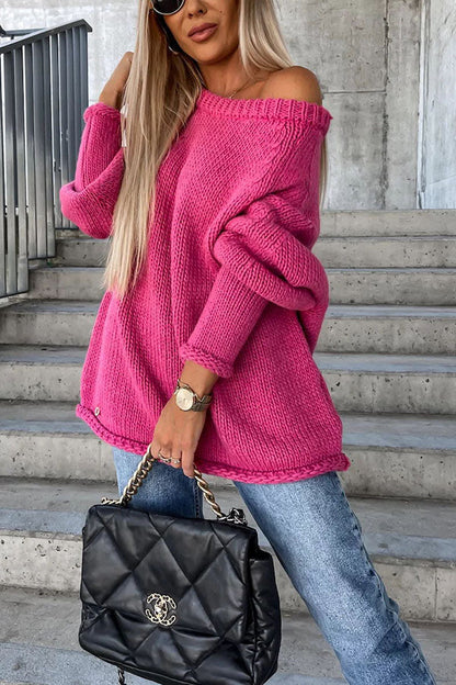 Jersey de punto oversize con cuello ancho para mujer | Ideal para otoño/invierno