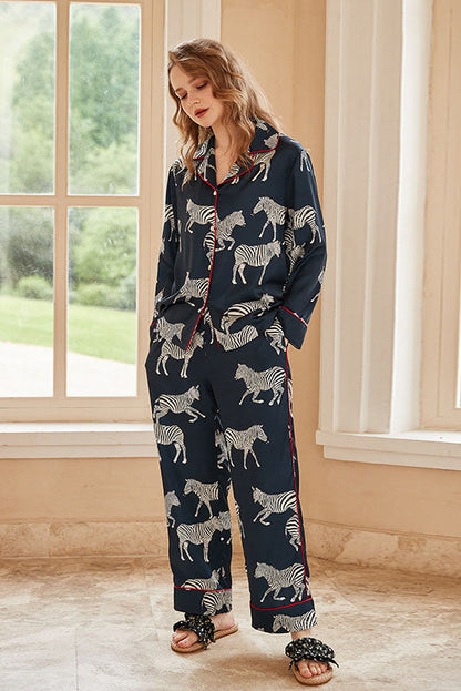 Conjunto de pijama con estampado de cebra azul